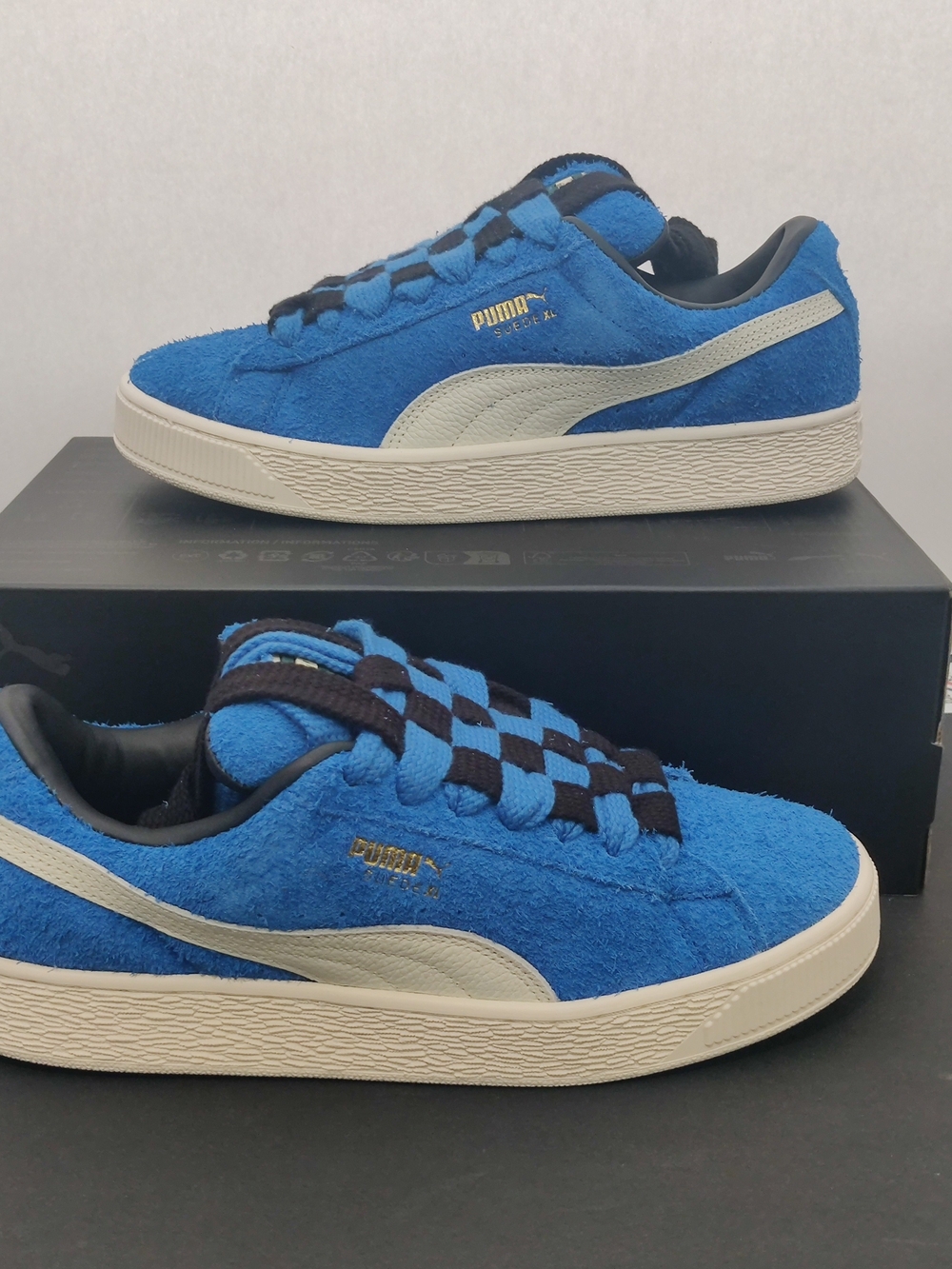 Men's Size 9.5 - Puma Suede XL Jackhammer Bluemazing - Frosted Ivory - 398932 02
